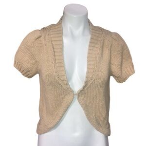 Banana Republic Women’s Medium Large Beige Short Sleeve Knit Cardigan Sweater